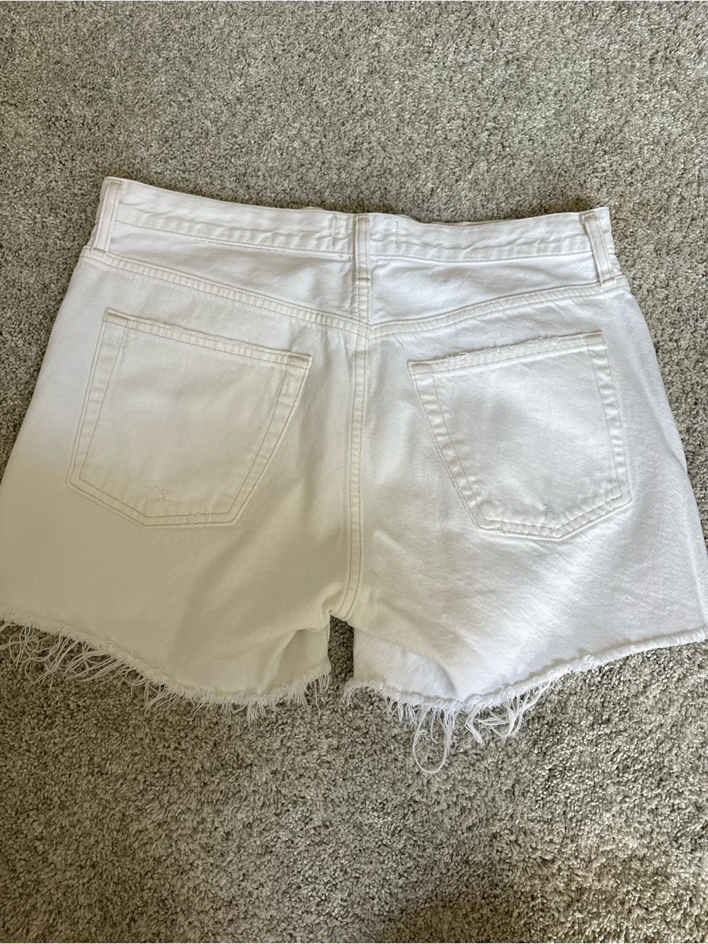 Agolde Parker White Frayed Hem High-Rise Denim Shorts - Picture 3 of 3